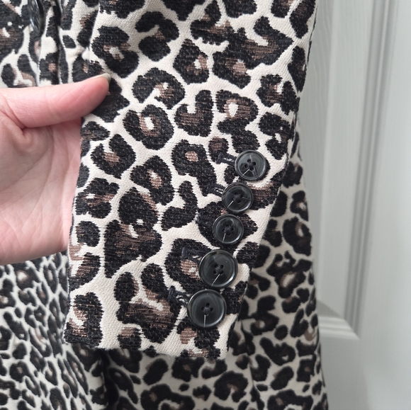 Anthropologie Leopard Print Contemporary Pea Coat Blazer Career Date Night 0 NWT - Picture 9 of 12